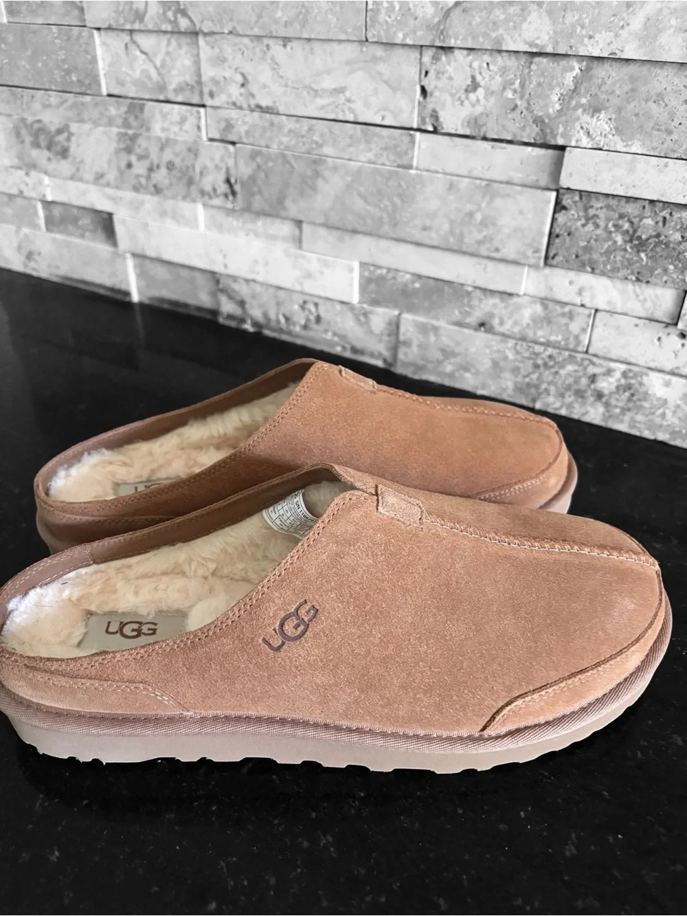 UGG Men's Slip-On Suede Mules in Chestnut Tan